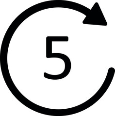 Fast forward 5 seconds icon. Flat vector symbol for video skip, media playback, or audio control interface