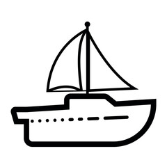 Sailing yacht line icon with elegant design, sailboat symbol for luxury sea travel, maritime adventure and ocean voyage icon