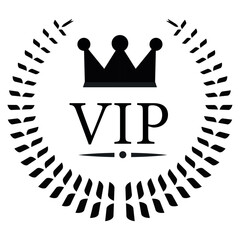VIP member icon with crown and stars, exclusive membership symbol in gold and black design, luxury and elite status icon