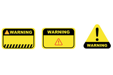 yellow warning signs with exclamation mark in triangle shape, alert caution symbols in icon format