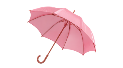 A cheerful pink umbrella offering shelter from a gentle spring rain on transparent background