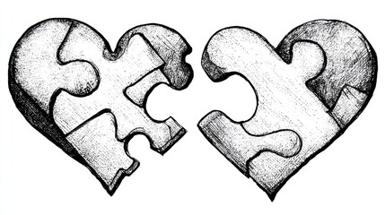 Two hearts, puzzle pieces