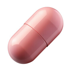 3d pink medical capsule isolated on transparent background