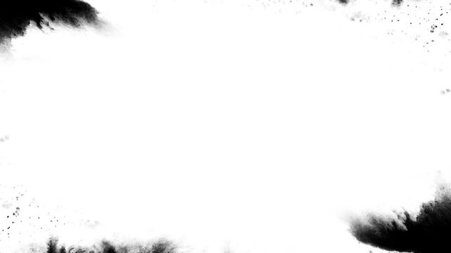 Black ink artistic down top flow splatter spots spills white paper beautiful reveal dripping streaks spread fluid ink alpha matte isolated watercolor ink drops transition	