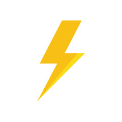 Lightning bolt flat illustration with energy and power theme on white background  