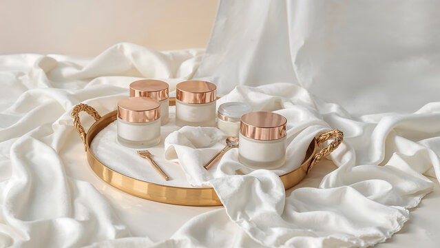 cosmetic items product mockup with  white background