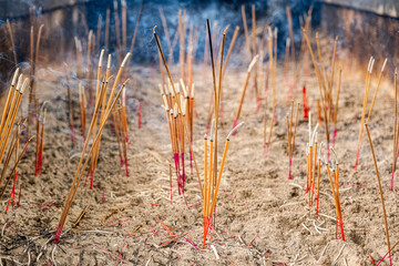 Incense joss stick at the point of worship