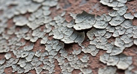 Naklejka premium Close-up of weathered peeling paint on rustic surface