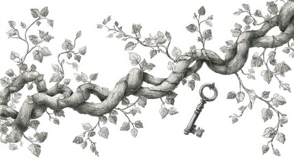 Intricate vine with key