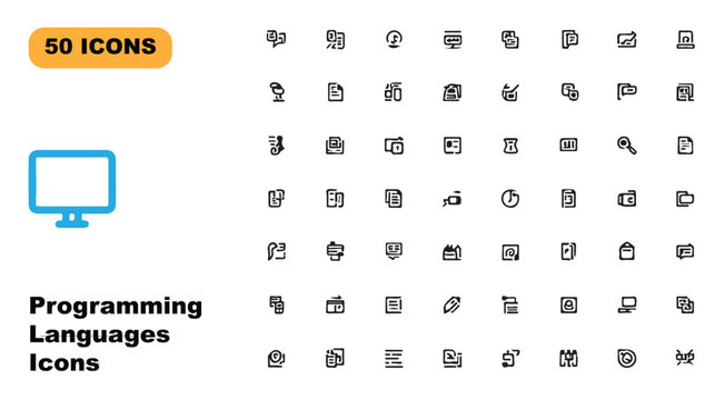 Programming Languages Icons Set for Developers and Coding