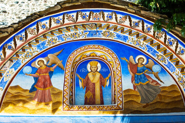 Naklejka premium Wall painting at the entrance of Rila Monastery, Bulgaria