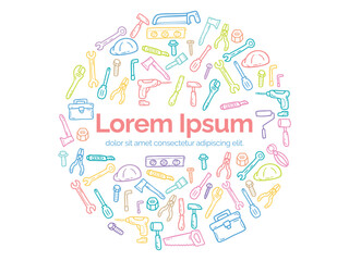 Background or pattern with Tools theme. With doodle style. For layout, website, graphic design.