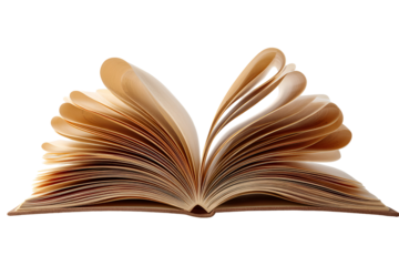 Open book pages fanned out like wings against black background