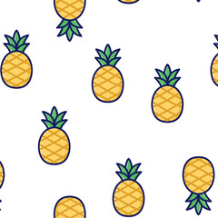 Seamless Pineapple Pattern – Cute Tropical Fruit Background for Summer Wrapping and Textile