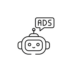 Robot Advertising icon design with white background stock illustration