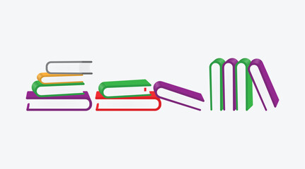 Stacked and Open Colorful Books in Various Positions Isolated on Transparent Background