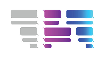 Colorful Chat Message Bubbles Set Isolated on Transparent Background