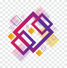 Geometric Abstract Gradient Squares Design Isolated on Transparent Background