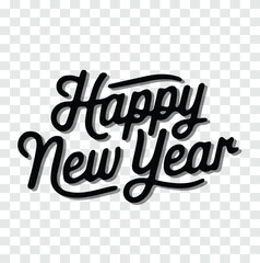 Happy New Year Handwritten Text Isolated on Transparent Background