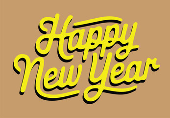 Happy New Year Lettering Design on Brown Background
