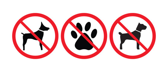 No dogs or pets allowed signs isolated on transparent background