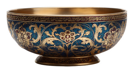 Ornate Gold and Blue Bowl Intricate Design