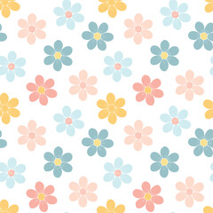 Whimsical Flower Pattern with Soft Color Palette