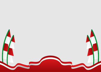 Indonesian Gate Silhouette with Flags