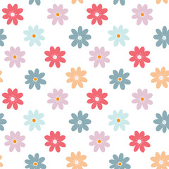 Seamless Blossom Pattern with Soft Color Tones