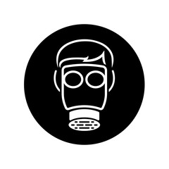 mandatory safety signs_wear vapor respiratory_symbol and pictogram only_black and white edition_round shapes
