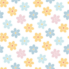 Obraz premium Seamless Botanical Pattern with Simple Flower Shapes