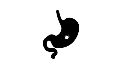 Fototapeta premium stomach ulcer symbol, black isolated silhouette