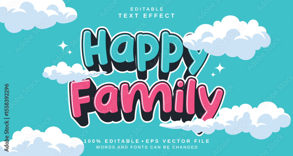 Poster editable text style effect - happy family text style theme.