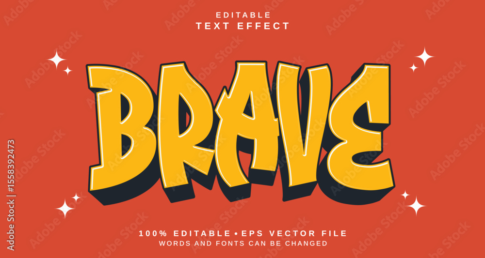 Poster editable text style effect - brave text style theme.