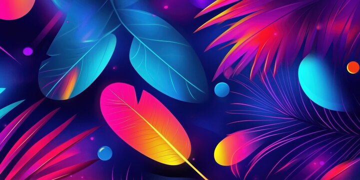 Vibrant neon party flyer design with glowing abstract shapes and energetic typography for a night event celebration