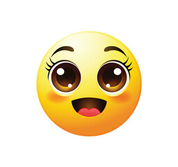 Cute eyelashes emoji icon vector illustration isolated.