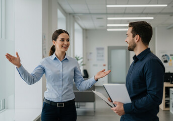 Business people discussing project in office
