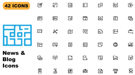 News Blog Icons Set for Website Design
