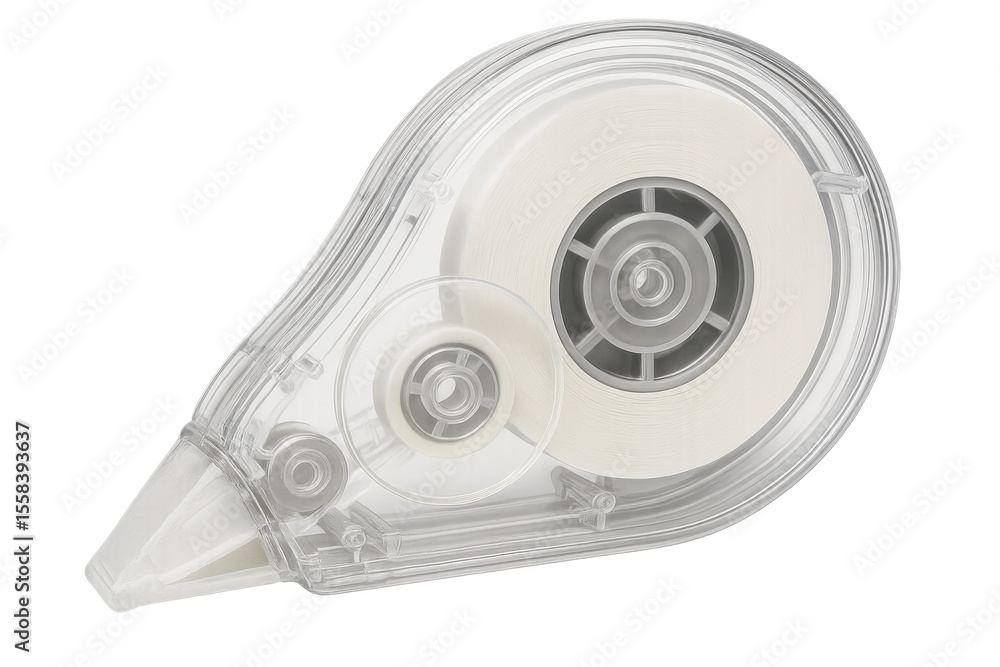 Poster correction tape dispenser isolated on transparent background, perfect for correcting mistakes on pap