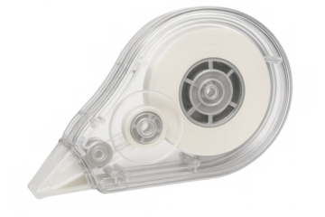 Correction tape dispenser isolated on transparent background, perfect for correcting mistakes on paper