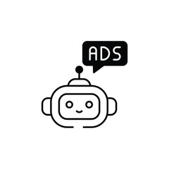 Robot Advertising icon design with white background stock illustration