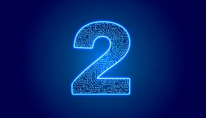 Naklejka premium Digital number two, circuit design