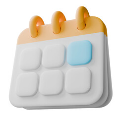 3d illustration icon of a calendar with multiple pages hanging on a ring.