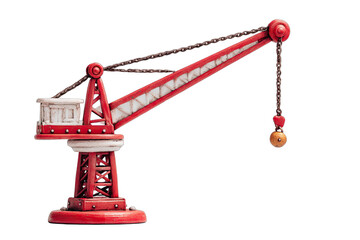 Red and white harbor crane model