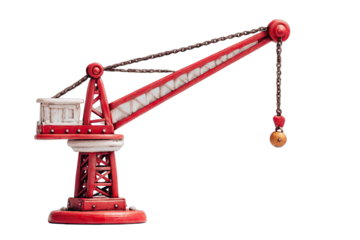 Red and white harbor crane model