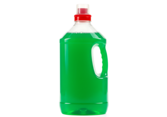 Bright green liquid laundry detergent bottle Isolated on transparent background isolated studio shot
