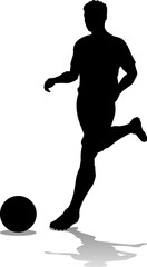 A soccer or football player male silhouette man