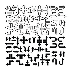 set of vector designs of arrow icons in various shapes