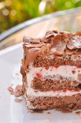 Strawberry Dessert with Chocolate Brownie and Ice Cream Scoop