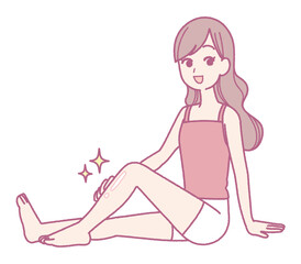ボディケアをする女性のイラスト